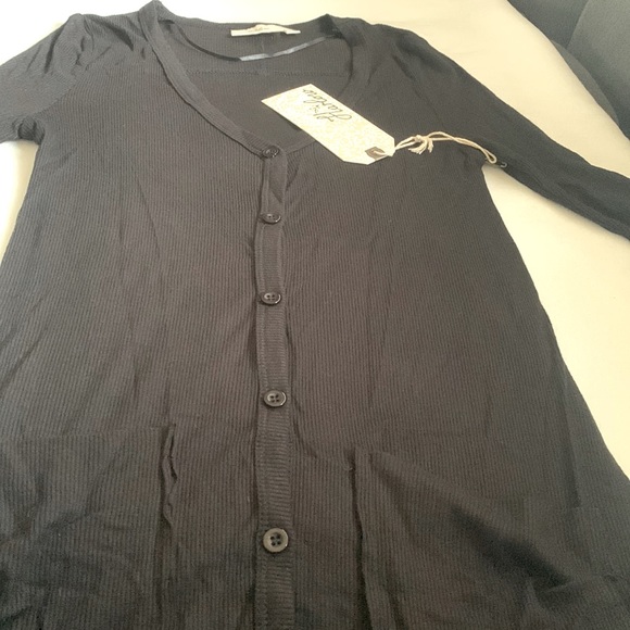 NWT Buttoned Black Long Cardigan/Duster size XS - Picture 2 of 8